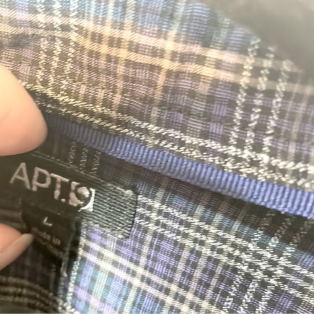 APT. 9 | Men’s 100% Cotton Blue Plaid Button Down Long Sleeve Shirt - Picture 3 of 7
